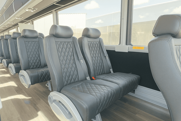 interior of Syracuse Minibus Company charter bus