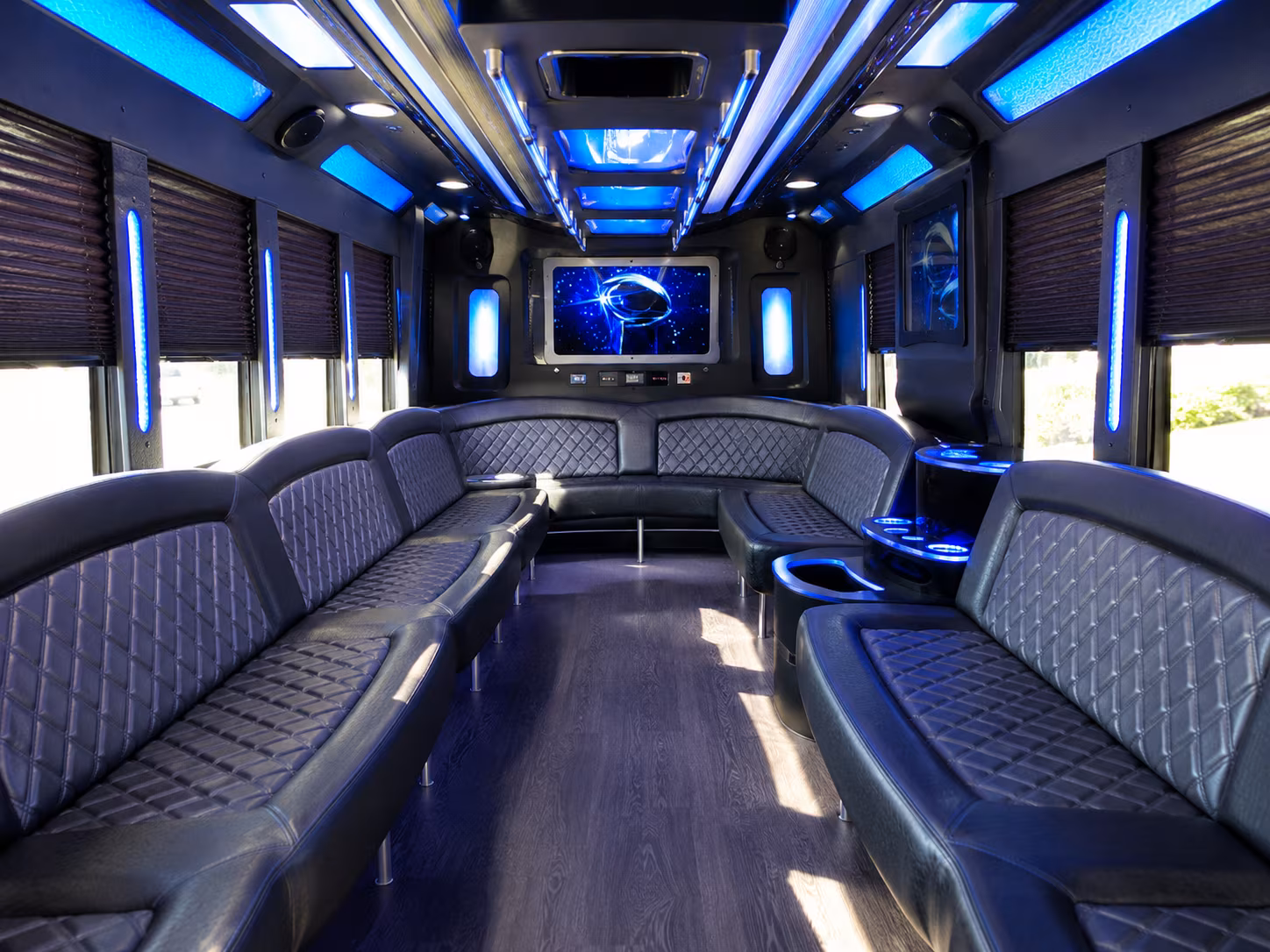 syracuse 28 passenger party bus inside