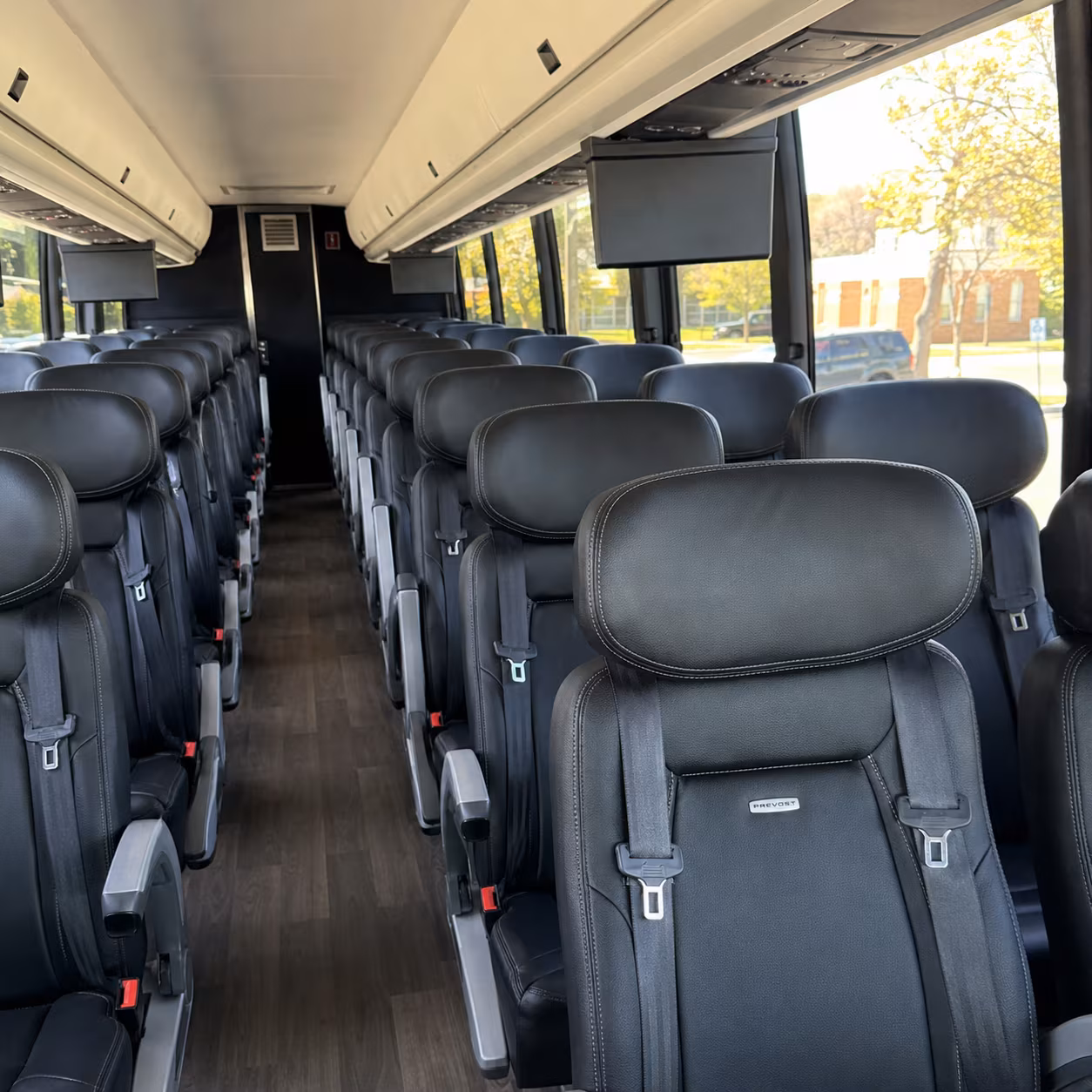 syracuse 45 passenger charter bus inside